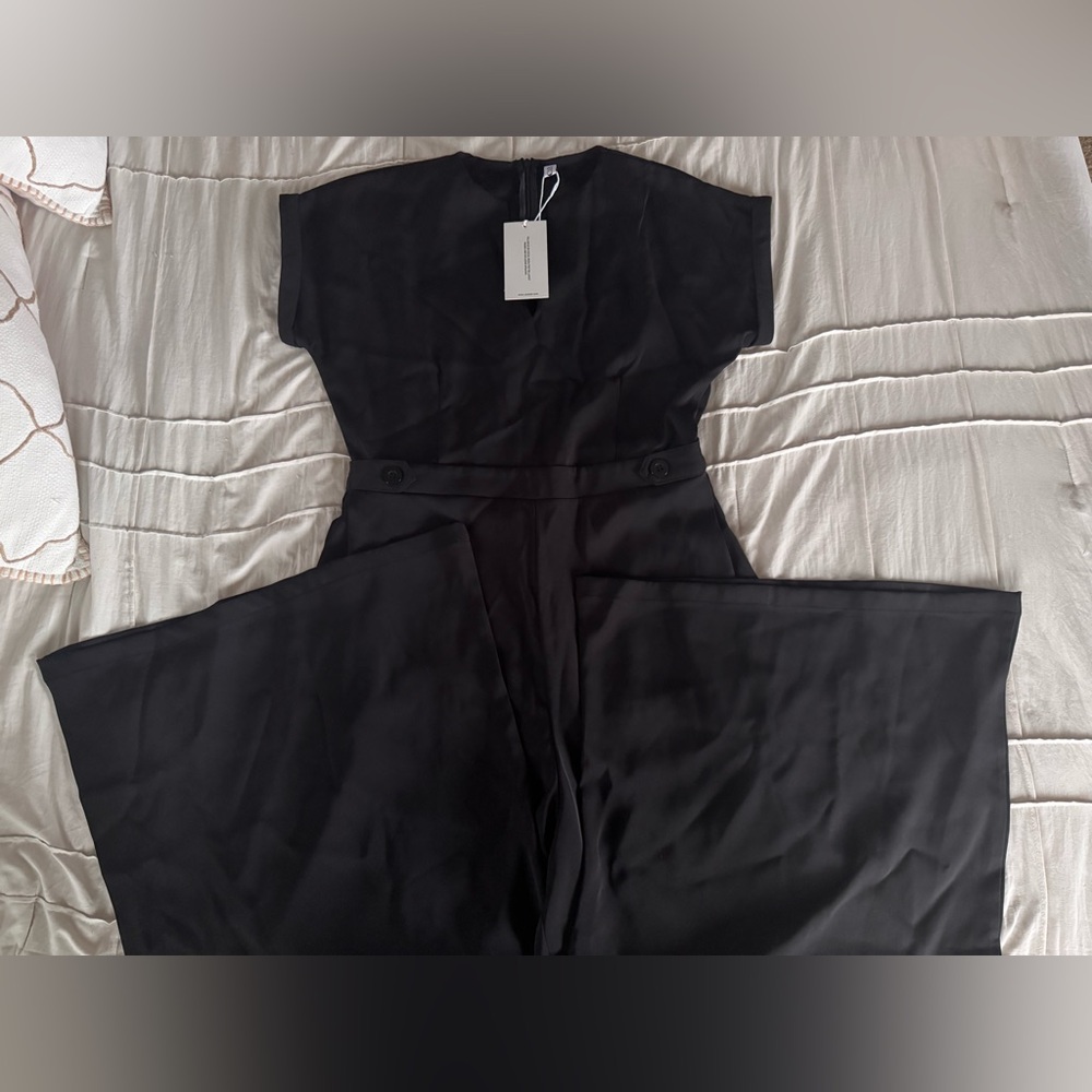 U0OZEE Cap Sleeve Wide Leg Solid Color Jumpsuit - Picture 7 of 7
